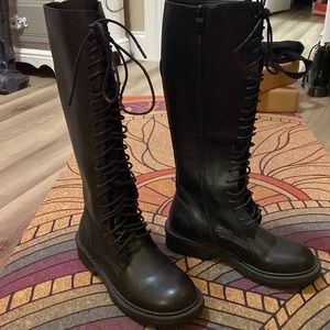 SIZE 7 IN WOMENS Black Shein Knee High Combat Boots